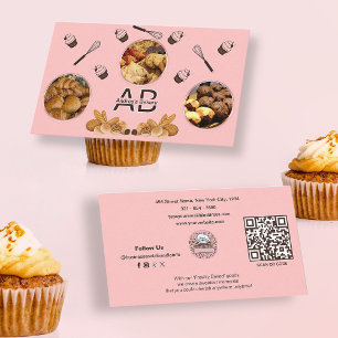 Carte De Visite Modern Rose Ajouter Photos et Monogrammes Boulange
