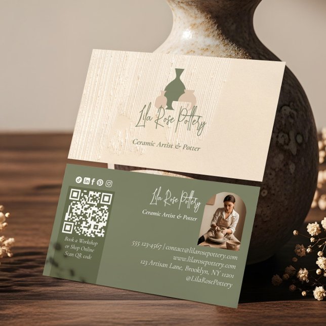 Carte De Visite Modern Rustic Minimal Handmade Pottery Ceramic (Modern Rustic Minimal Handmade Pottery Ceramic Business Card)