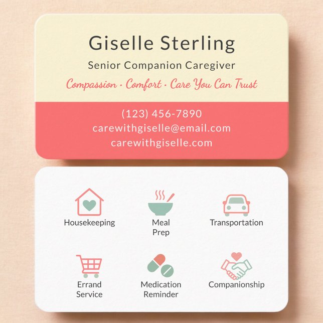 Carte De Visite Modern Senior Caregiver Home Help (Créateur téléchargé)