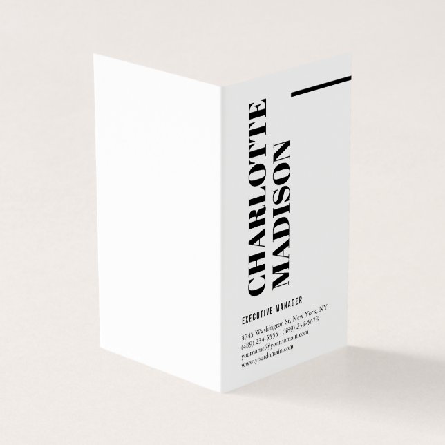 Carte De Visite Modern Simple Black White Trendy Minimalist Plain  (Extérieur)