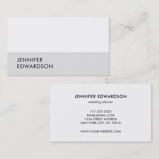 Carte De Visite Modern simple minimalist white gray professional (Devant / Derrière)