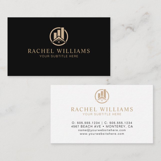 Carte De Visite Modern simple Real Estate Promotional Realtor Logo (Devant / Derrière)