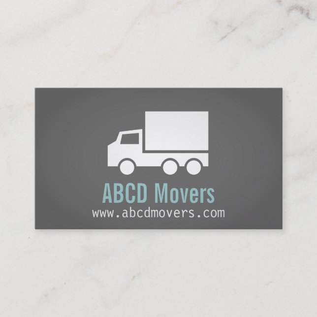 Carte De Visite Modern, Sleek, Chic, Mover Company, camion blanc (Devant)