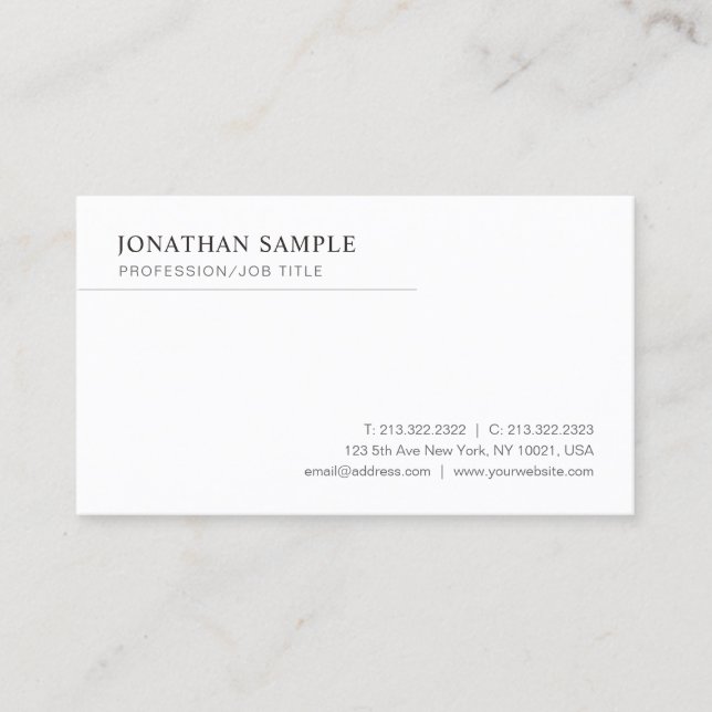Carte De Visite Modern Sleek Minimalist Template Professional (Devant)