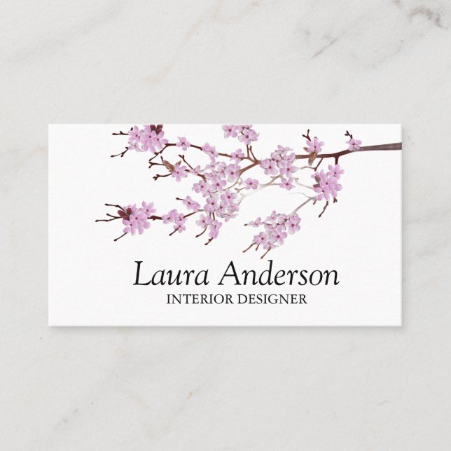Carte De Visite Modern Spring Cherry Blossom Professional  (Devant)