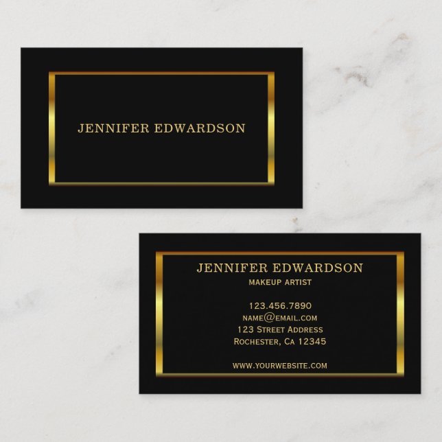Carte De Visite Modern stylish gold black professional (Devant / Derrière)