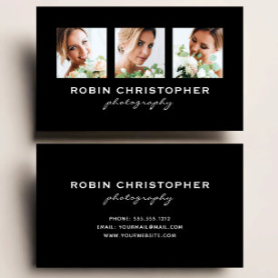 Carte De Visite Modern Three Photo Collage Photographe noir