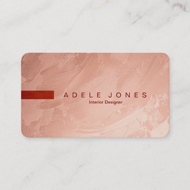 Carte De Visite Modern Tuscan Rose Gold & Red Editable (Devant)
