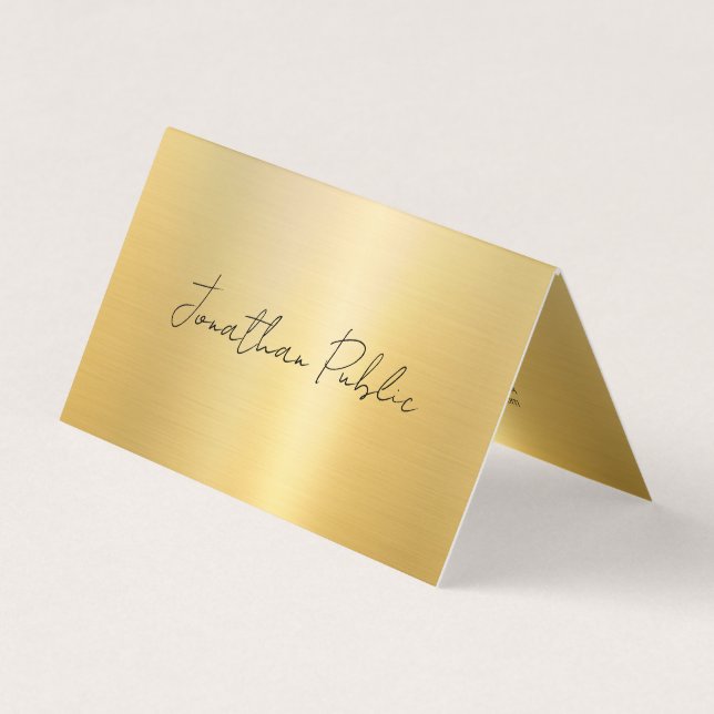 Carte De Visite Modern Typography Script Template Elegant Gold (Devant)