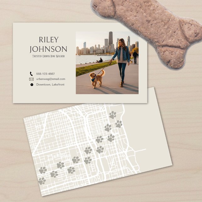Carte De Visite Modern Urban Dog Walker Business Card (Créateur téléchargé)