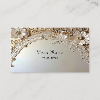 Carte De Visite Modern White Flowers Pearls Business Card