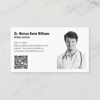 Carte De Visite Modern White Minimalist Medical Doctor Horizontal