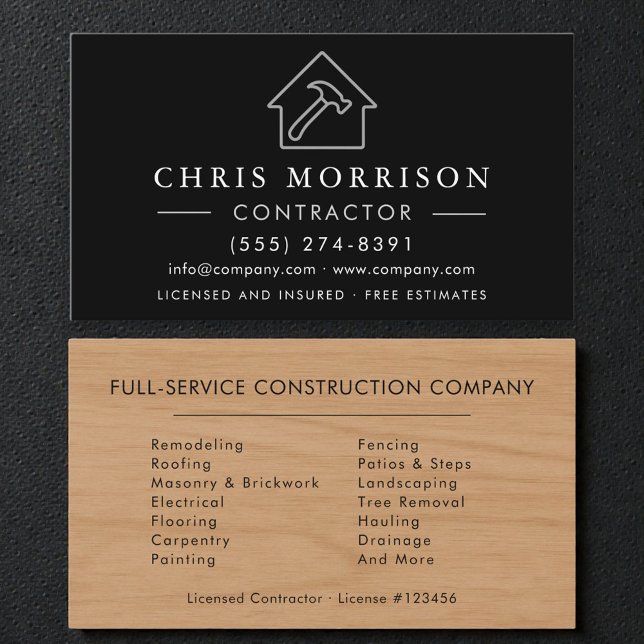 Carte De Visite Modern Wood Accent Construction Contractor (Créateur téléchargé)