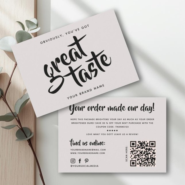 Carte De Visite Modern you've got great taste qr code thank you (Créateur téléchargé)