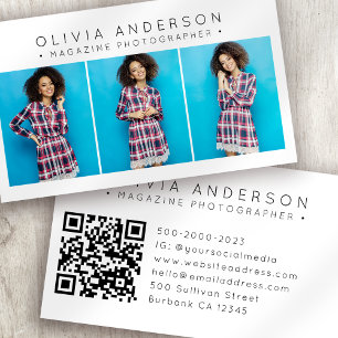 Carte De Visite Moderne 3 Photographe photo Code QR