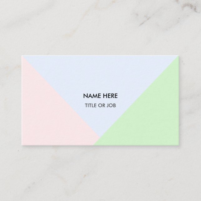 Carte De Visite Moderne Abstrait Pastel Gold Rose, bleu et vert (Devant)