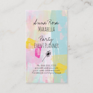 Carte De Visite *~* Moderne Abstrait Pastel Turquoise Rose Jaune