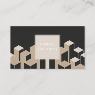 Carte De Visite Moderne Abstrait Toit Beige Géométrique Noir