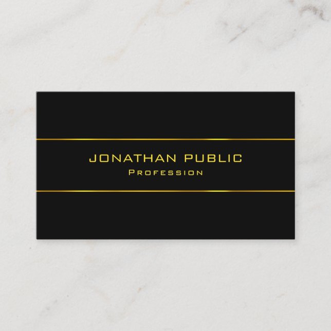 Carte De Visite Moderne Attractif Top Modèle Élégant Black Gold (Devant)