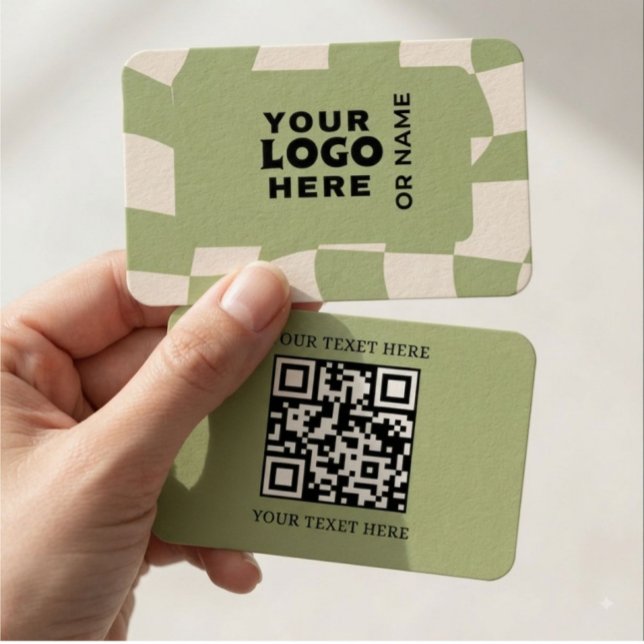 Carte de visite moderne avec QR Code | Vert minima (Créateur téléchargé)