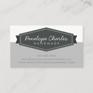 Carte De Visite MODERNE BADGE LOGO rétro gris clair gris foncé