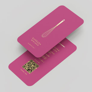 Carte De Visite Moderne Baker Élégant Pâtisserie en Or Rose Whisk