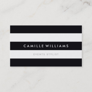 Carte De Visite MODERNE Bande MINIMALE motif en gras noir blanc