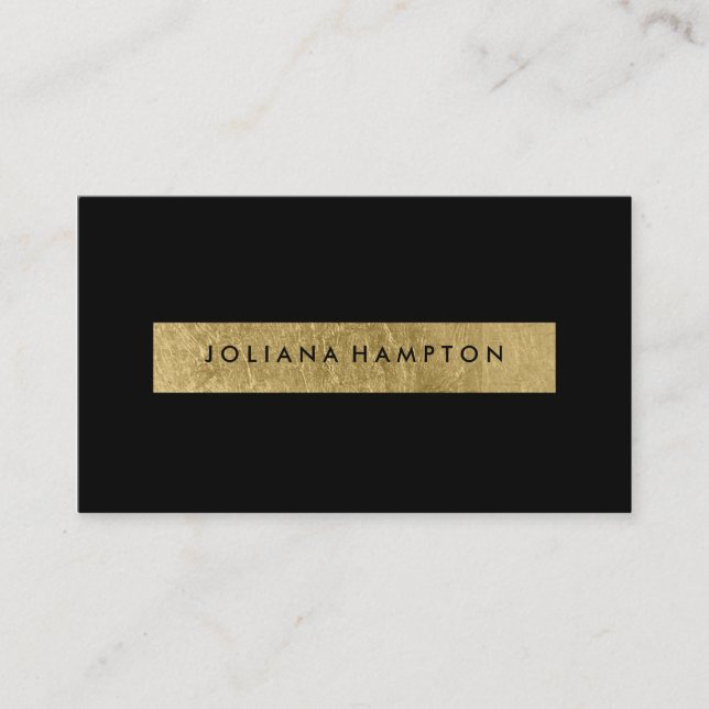Carte de visite moderne Black Gold Luxe, en papier (Devant)