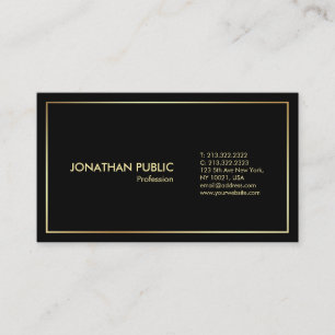 Carte De Visite Moderne Black Gold Professionnel Élégant Plain