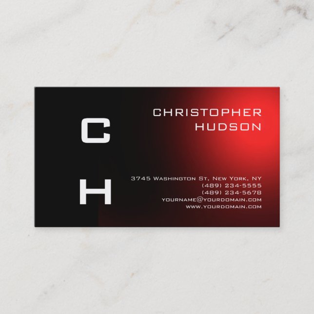 Carte de visite moderne Black Red Plain (Devant)