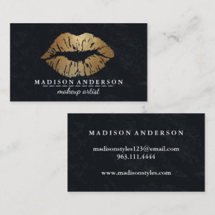 Carte De Visite Moderne Black Salon Gold Lièvres Maquillage Artis
