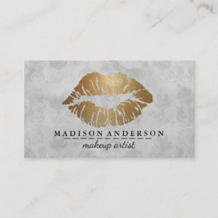 Carte De Visite Moderne Black Salon Gold Lips Maquillage Artis Bus