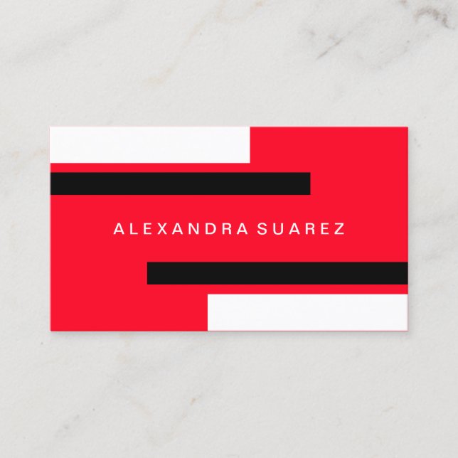 Carte De Visite Moderne Black Stripes Professionnel Rouge (Devant)