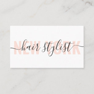 Carte De Visite Moderne blanc et pêche cheveux styliste script chi