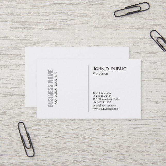 Carte De Visite Moderne Blanc Propre élégant Plain Professionnel (Devant/Arrière en situation)