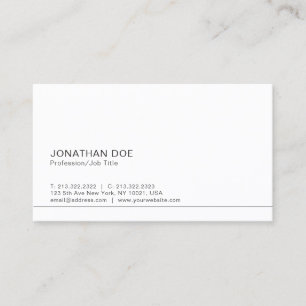 Carte De Visite Moderne Blanc Simple Plat Professionnel Élégant