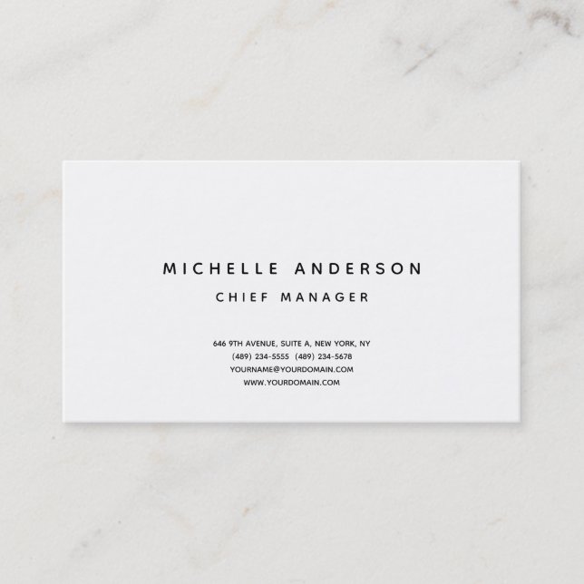 Carte De Visite Moderne Blanc Simple Simple Professionnel Minimali (Devant)