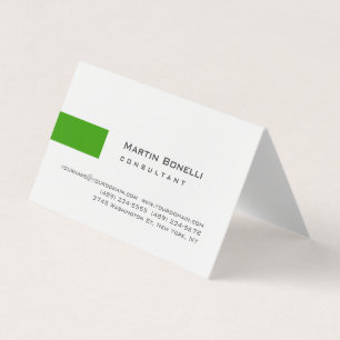 Carte De Visite Moderne Blanc Vert Simple Consultant