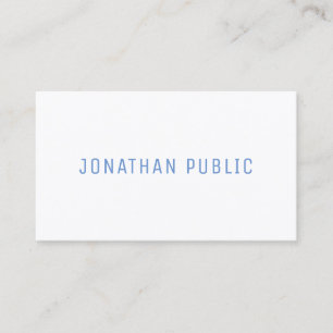 Carte De Visite Moderne Bleu Blanc Simple Design Modèle élégant
