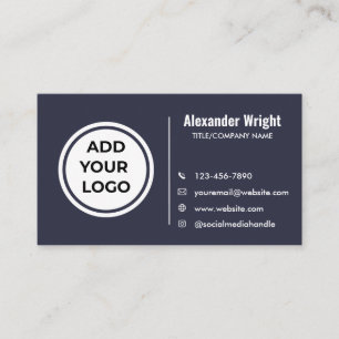 Carte de visite moderne bleu gris Ajouter un logo