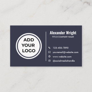 Carte de visite moderne bleu gris Ajouter un logo 