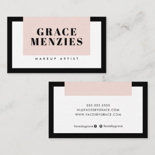 Carte De Visite MODERNE Blocage de couleur MINIMAL chic noir rose 