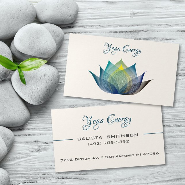 Carte De Visite Moderne Blue Lotus Flower Art Élégant Unique Yoga (Créateur téléchargé)