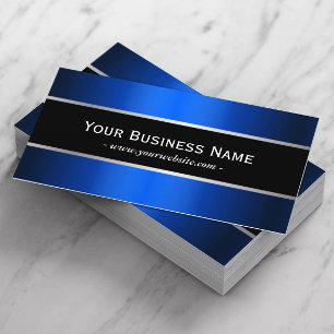 Carte De Visite Moderne Blue Metallic Black Stripe Professional