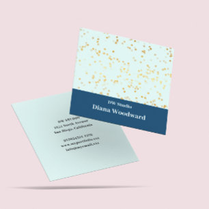 Carte de visite moderne Blue Mint Gold Sparkings