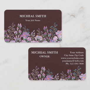 Carte De Visite Moderne Boho Floral Kraft