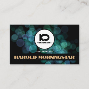 Carte De Visite Moderne Bokeh noir sarcelle avec Qr et Logo