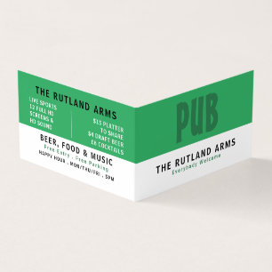 Carte De Visite Moderne Bold, Pub/Brasserie, Détaillé
