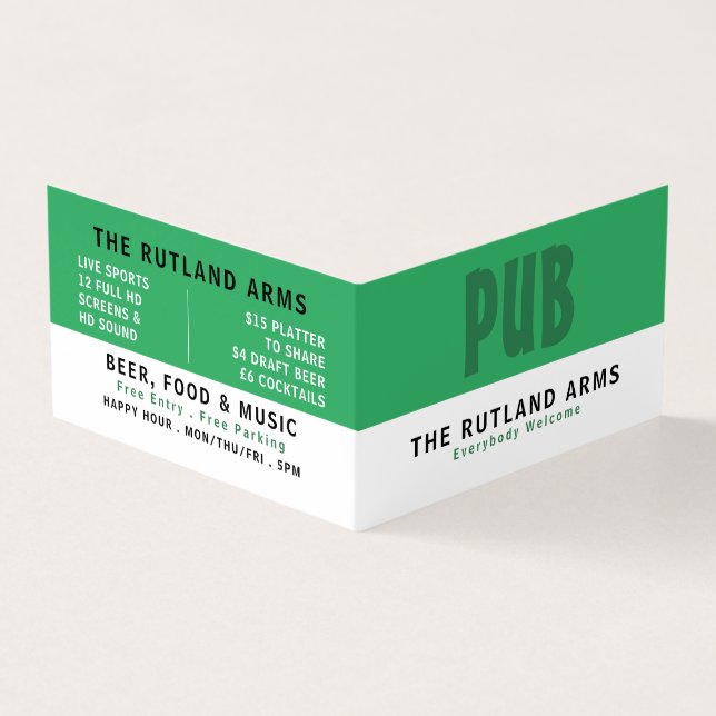 Carte De Visite Moderne Bold, Pub/Brasserie, Détaillé (Extérieur)