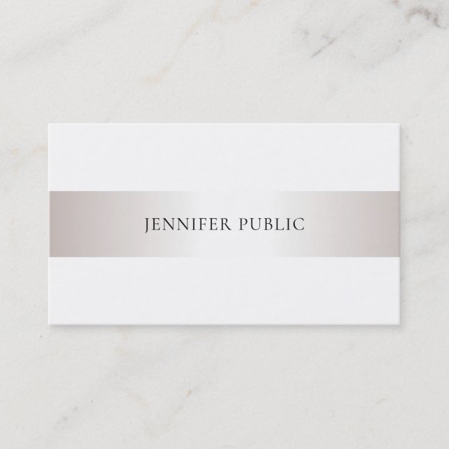 Carte De Visite Moderne branché Glamour Faux Silver Plain Luxe (Devant)